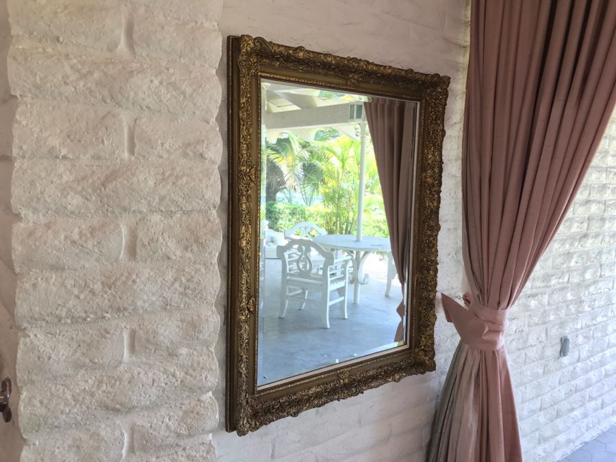 Vintage Gilt Wood Beveled Glass Wall Mirror [Photo 8]