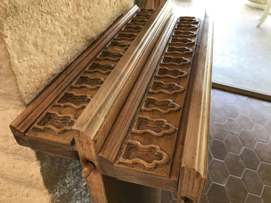 Stunning Double Pedestal Dining Table With Six Heavy Solid Chairs And Two Leaves [Photo 24]