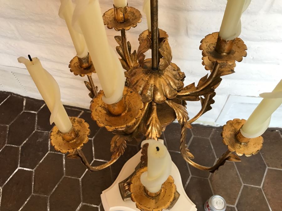Stunning Designer 10 Candle Gilt Wood And Metal Candelabra [Photo 9]