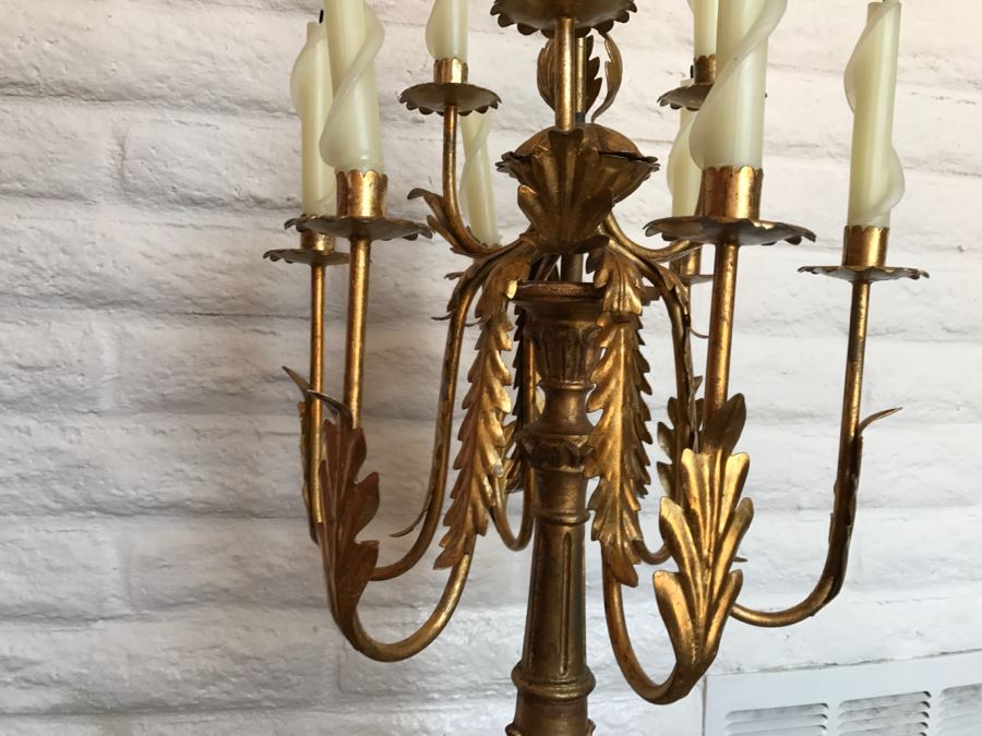 Stunning Designer 10 Candle Gilt Wood And Metal Candelabra [Photo 3]