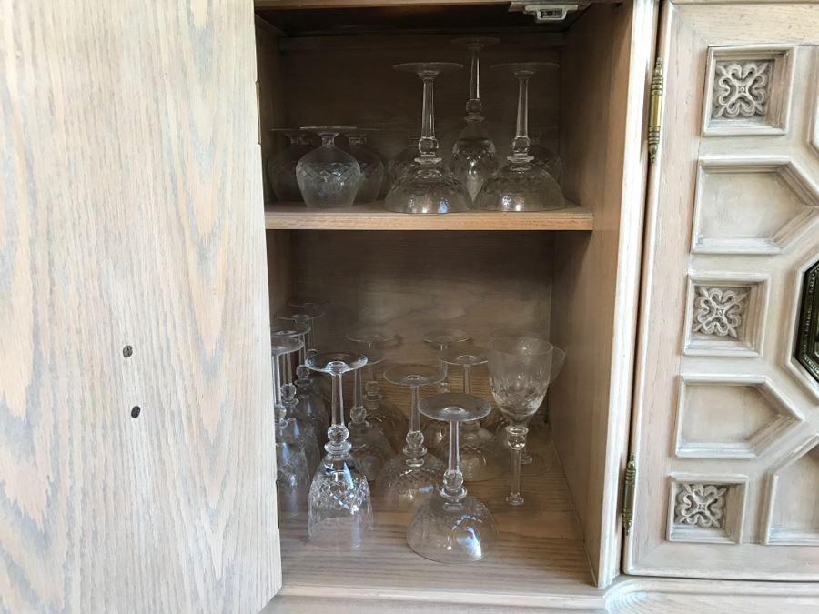 Vintage White Designer Lighted Wooden China Cabinet With Hutch - Matches Dining Table [Photo 13]