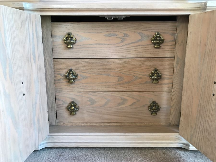 Vintage White Designer Lighted Wooden China Cabinet With Hutch - Matches Dining Table [Photo 10]