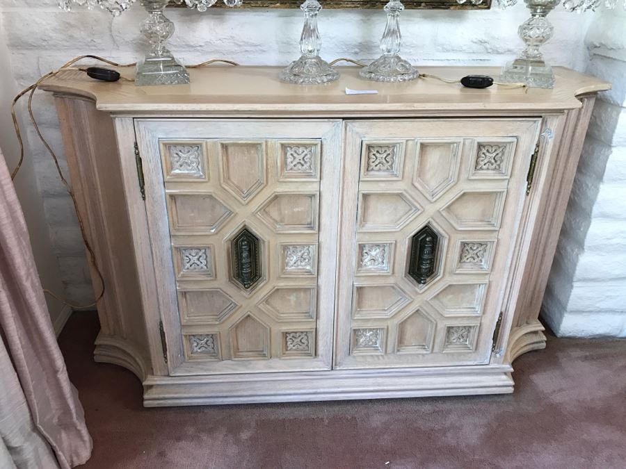 Vintage White Designer Wooden Cabinet - Matches Dining Table And China Cabinet [Photo 2]