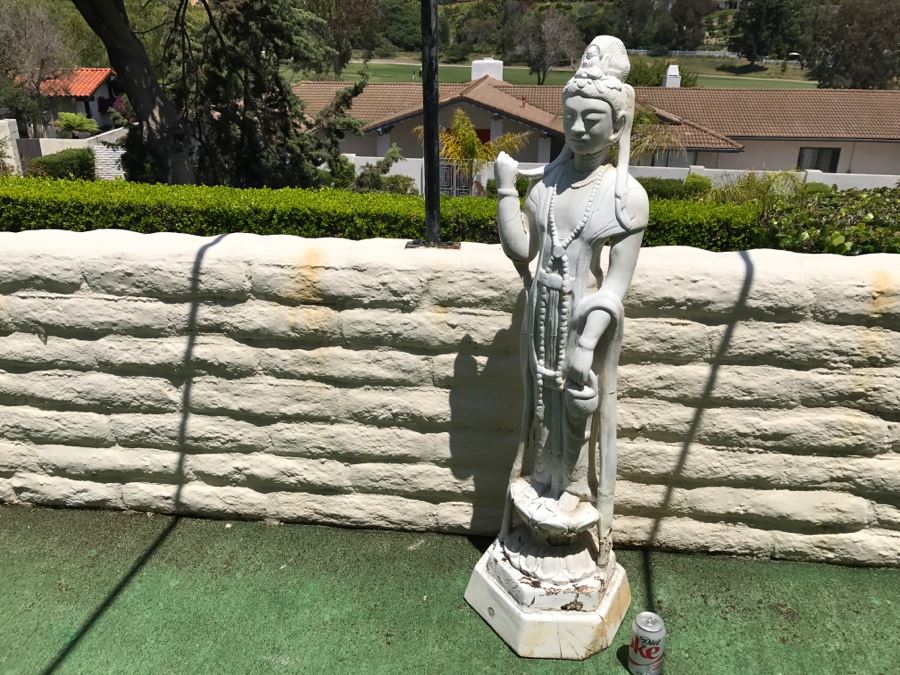 Outdoor Cement Statue Painted White
