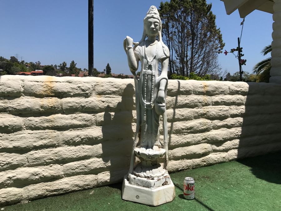 Outdoor Cement Statue Painted White