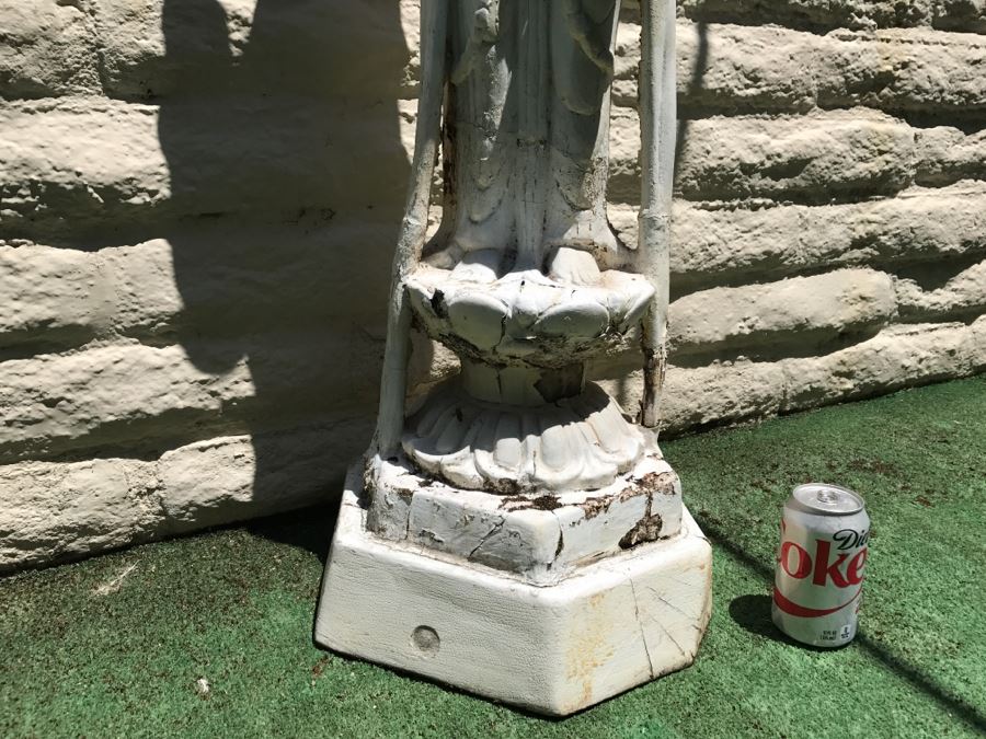 Outdoor Cement Statue Painted White