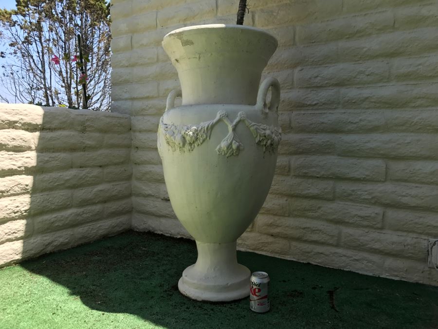 Large Ceramic Urn Painted White