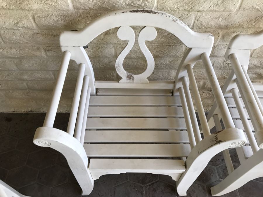 Set Of 4 Teak Wood Outdoor Chairs Painted White [Photo 8]