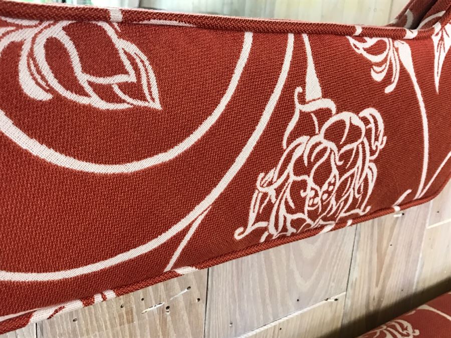 Upholstered Sofa On Casters And Matching Upholstered Mirror [Photo 8]