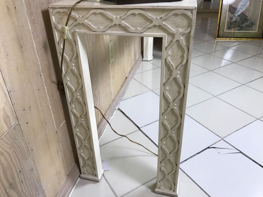 White Wooden Console Table With Glass Top [Photo 6]