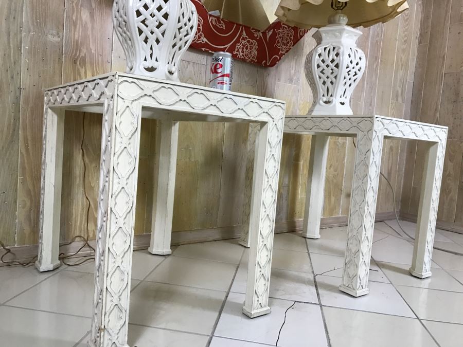 Pair Of White Wooden Side Tables [Photo 1]