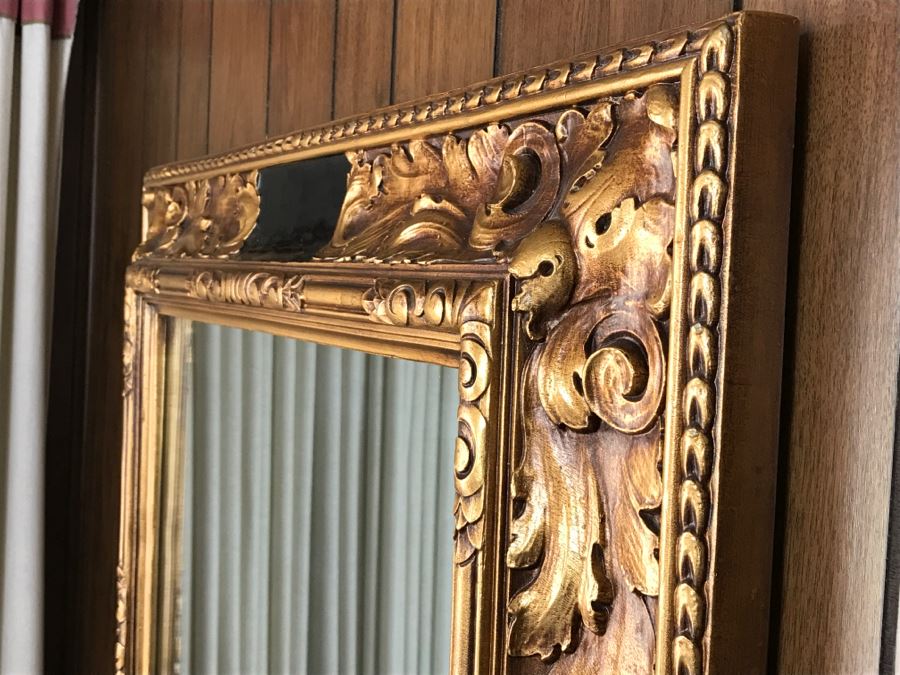 Stunning Gilt And Black Wooden Wall Mirror [Photo 6]