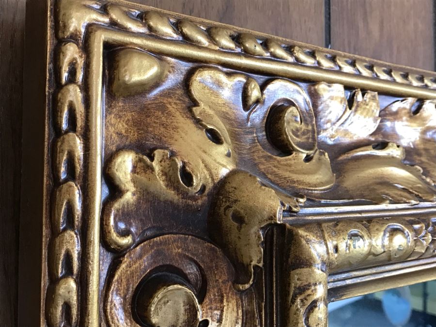 Stunning Gilt And Black Wooden Wall Mirror [Photo 4]