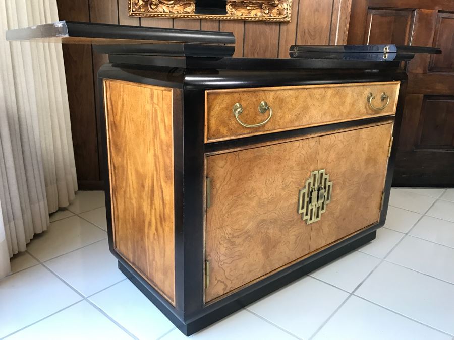 Chinoiserie Server Cabinet With Hinged Drop Leafs By CENTURY