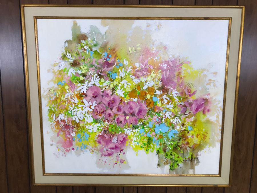 Framed Floral Print Pink Bouquet By Liliano