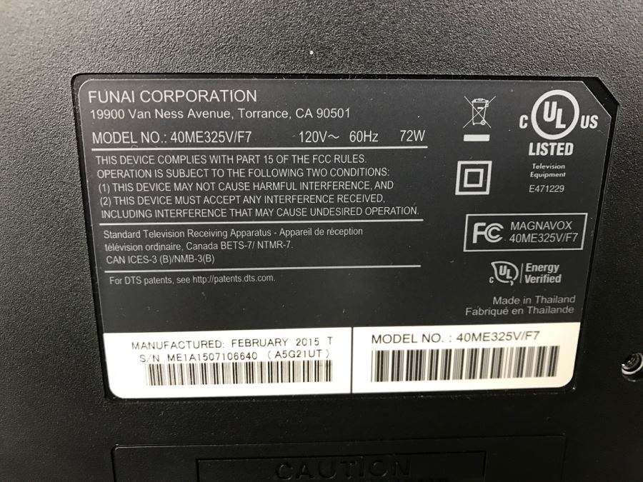 Magnavox LED TV Model 40ME325V/F7 [Photo 7]