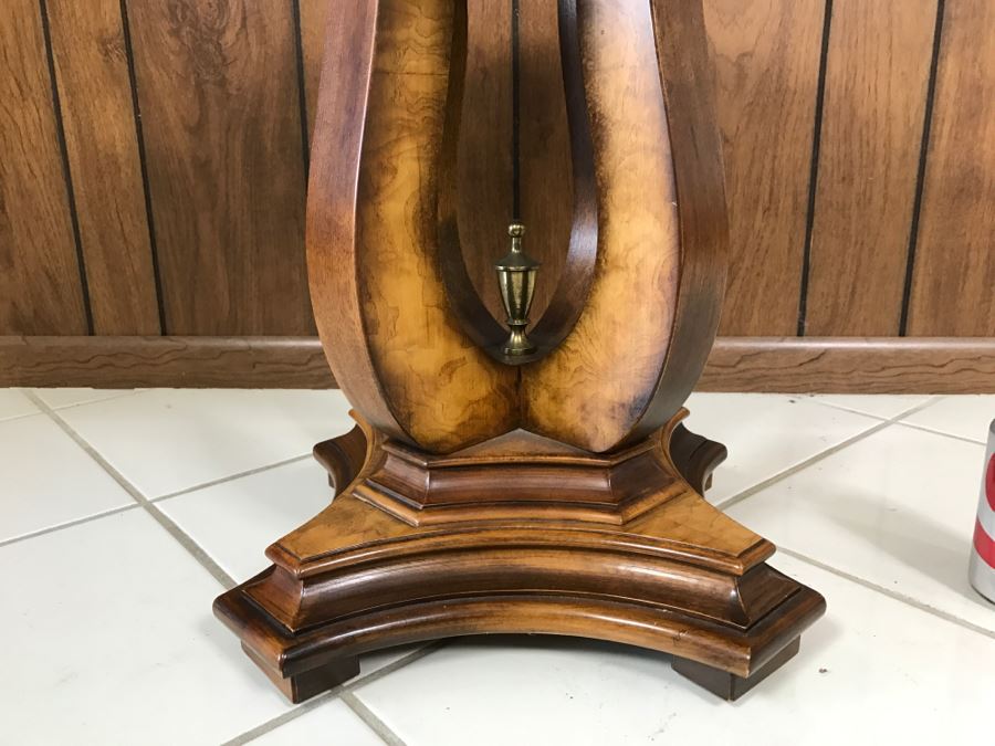 Vintage Round Wooden Side Table By Columbia Manufacturing Co, Louisville, KY [Photo 2]