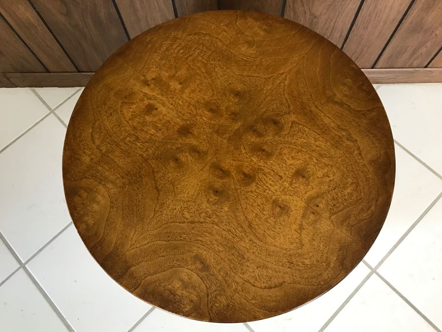 Vintage Round Wooden Side Table By Columbia Manufacturing Co, Louisville, KY [Photo 4]
