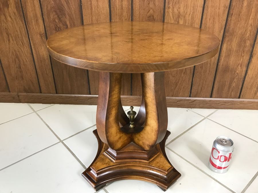 Vintage Round Wooden Side Table By Columbia Manufacturing Co ...