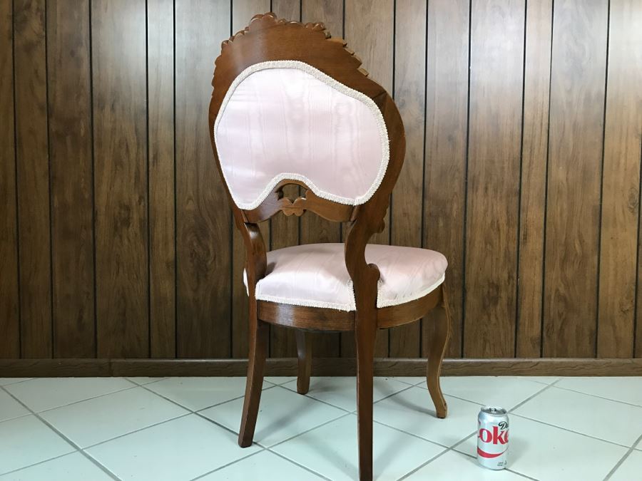 Nice Wooden Chair With Carved Flowers And Leaves [Photo 9]