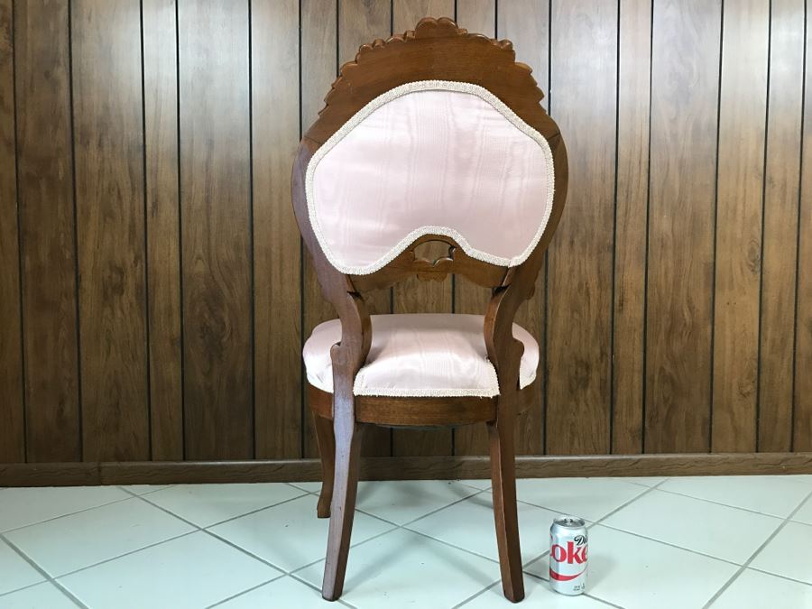 Nice Wooden Chair With Carved Flowers And Leaves [Photo 10]