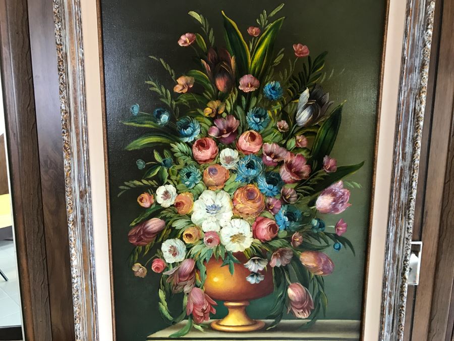 Nicely Framed Floral Artwork By M. Corda