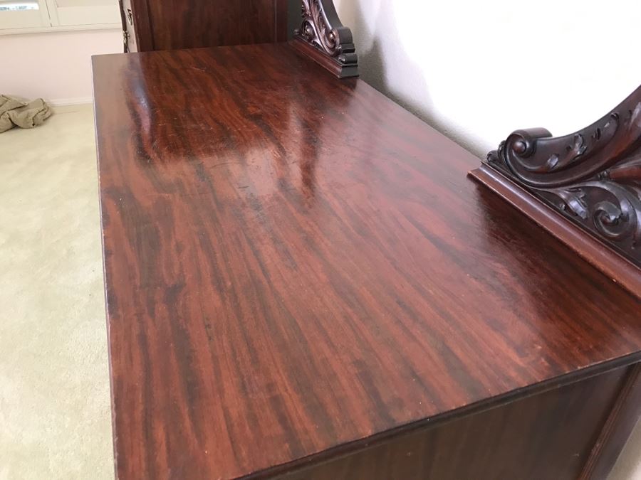 Stunning Widdicomb Grand Rapids, Michigan Dark Wood Bedroom Dresser Set Chest Of Drawers With Mirrors [Photo 12]