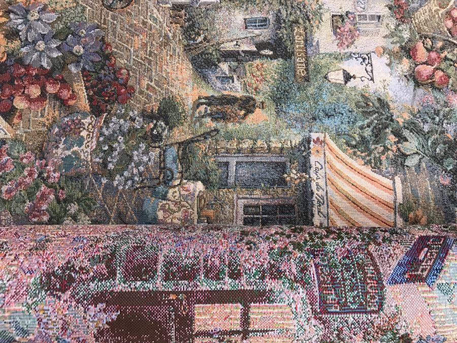 Quaint Village Print Upholstery Fabric Plus Classy Cream Colored Fabric Bolt [Photo 2]