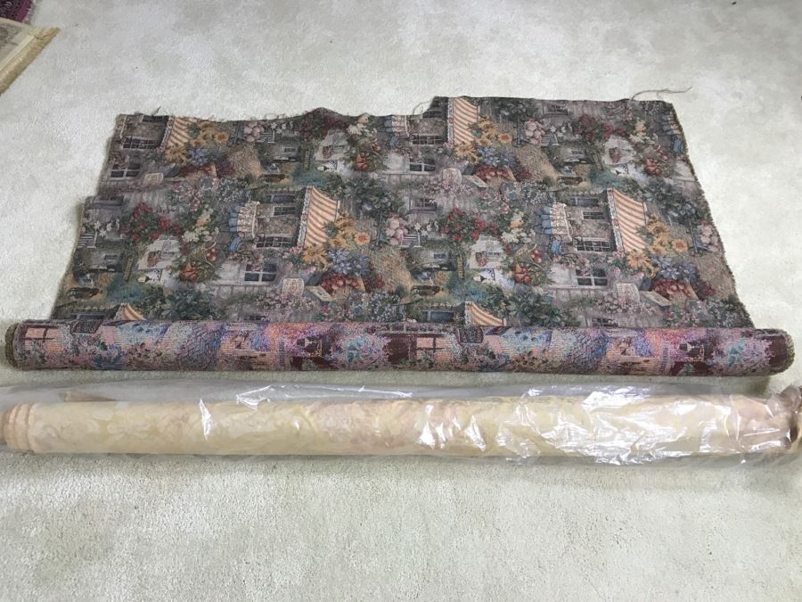 Quaint Village Print Upholstery Fabric Plus Classy Cream Colored Fabric Bolt [Photo 4]