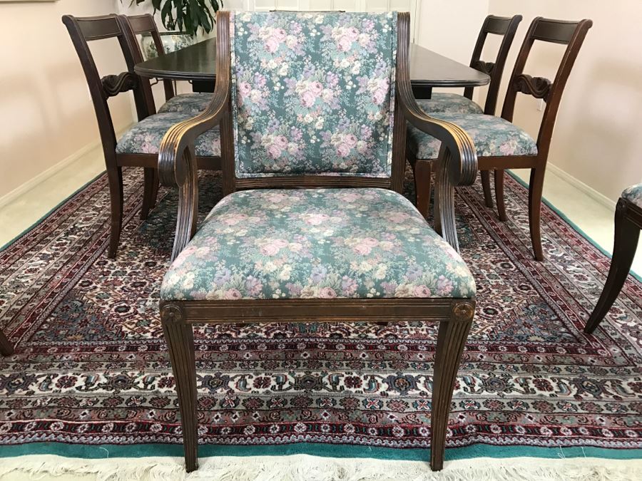 Stunning Vintage Duncan Phyfe Style Double Pedestal Dining Table From San Francisco Designed After Dining Table In The White House Extendable W/ 8 Chairs And 3 Leaves [Photo 9]