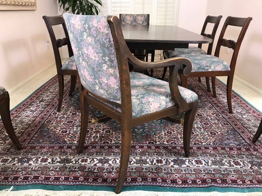 Stunning Vintage Duncan Phyfe Style Double Pedestal Dining Table From San Francisco Designed After Dining Table In The White House Extendable W/ 8 Chairs And 3 Leaves [Photo 6]