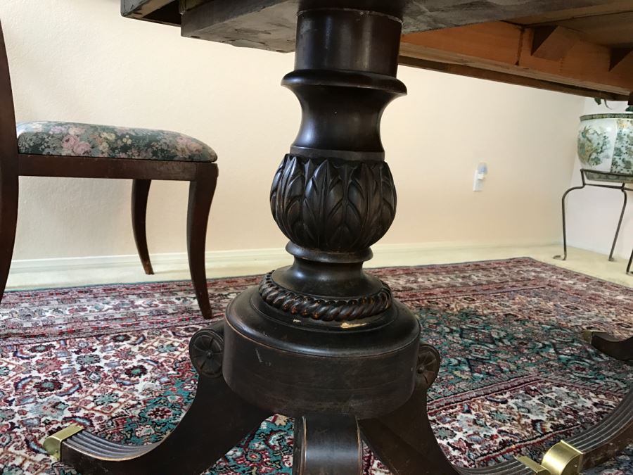 Stunning Vintage Duncan Phyfe Style Double Pedestal Dining Table From San Francisco Designed After Dining Table In The White House Extendable W/ 8 Chairs And 3 Leaves [Photo 21]