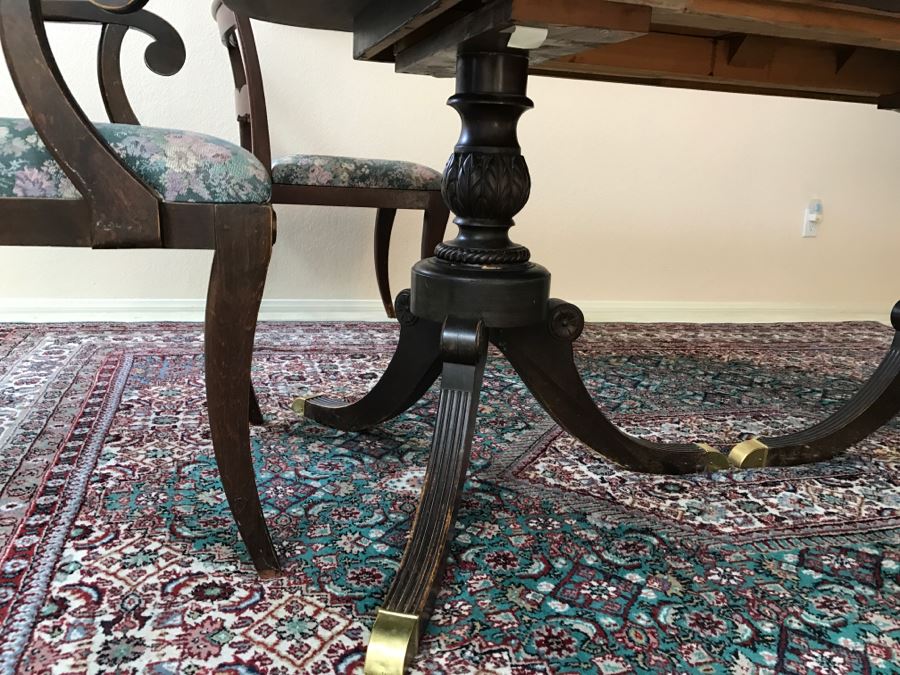 Stunning Vintage Duncan Phyfe Style Double Pedestal Dining Table From San Francisco Designed After Dining Table In The White House Extendable W/ 8 Chairs And 3 Leaves [Photo 23]