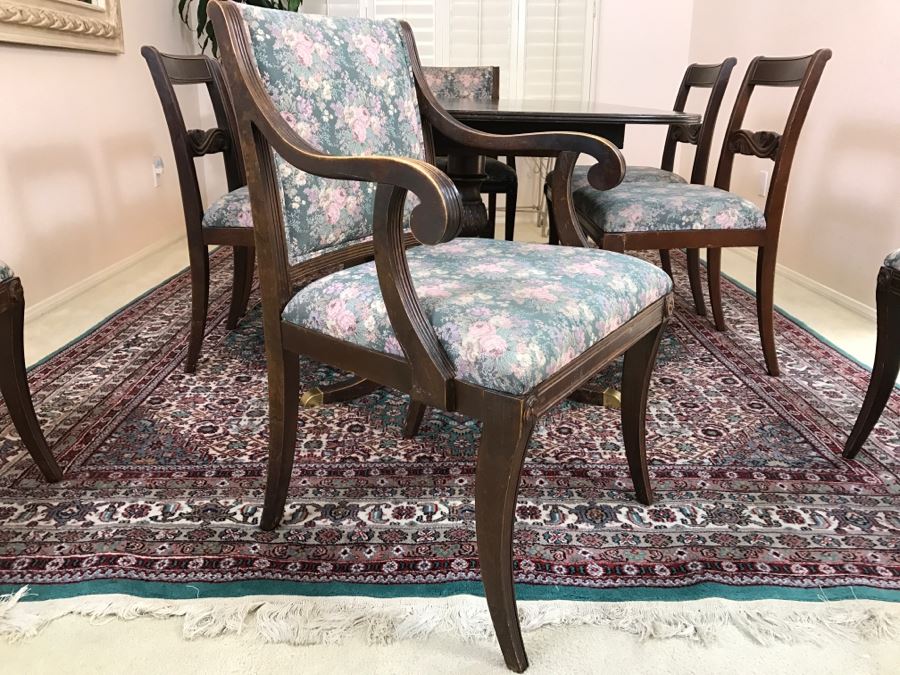 Stunning Vintage Duncan Phyfe Style Double Pedestal Dining Table From San Francisco Designed After Dining Table In The White House Extendable W/ 8 Chairs And 3 Leaves [Photo 8]