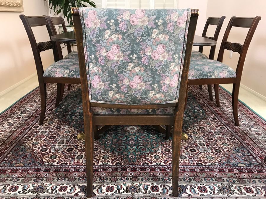 Stunning Vintage Duncan Phyfe Style Double Pedestal Dining Table From San Francisco Designed After Dining Table In The White House Extendable W/ 8 Chairs And 3 Leaves [Photo 5]