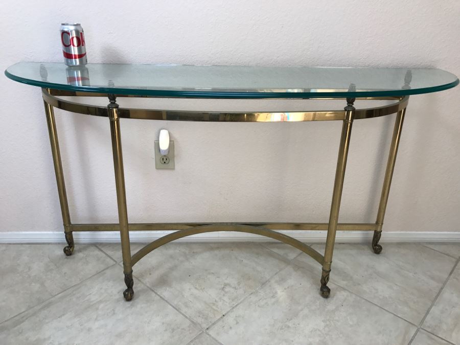Brass And Glass Hall Console Table