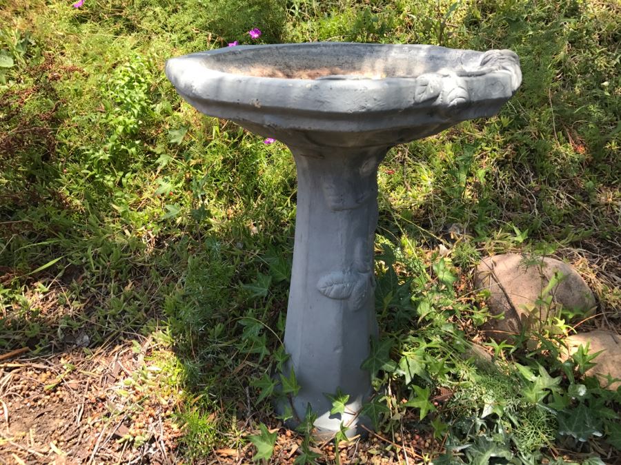 Gray Pedestal Birdbath