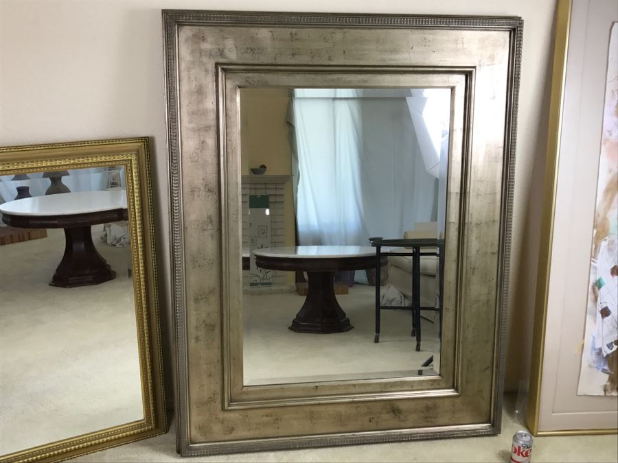 Large Silver Wall Mirror Beveled Glass [Photo 1]