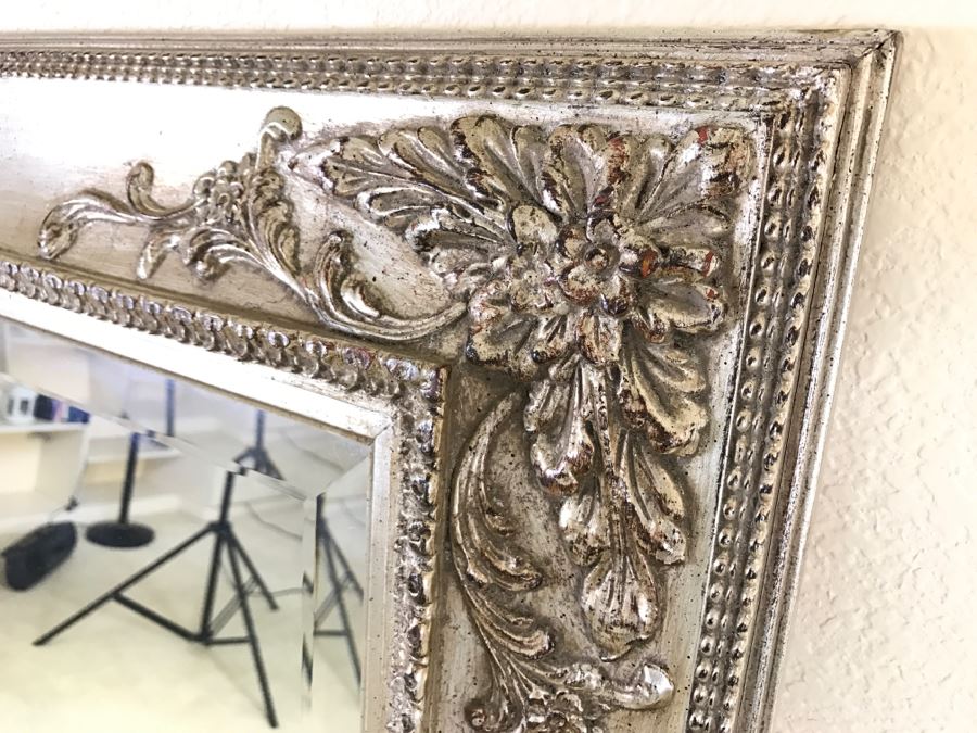 Large Decorative Ornate Edge Silver Wall Mirror Beveled Glass [Photo 2]