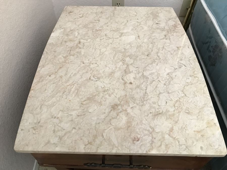 Set Of 2 Vintage Marble Top Side Tables [Photo 2]