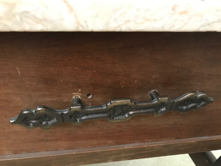Set Of 2 Vintage Marble Top Side Tables [Photo 9]