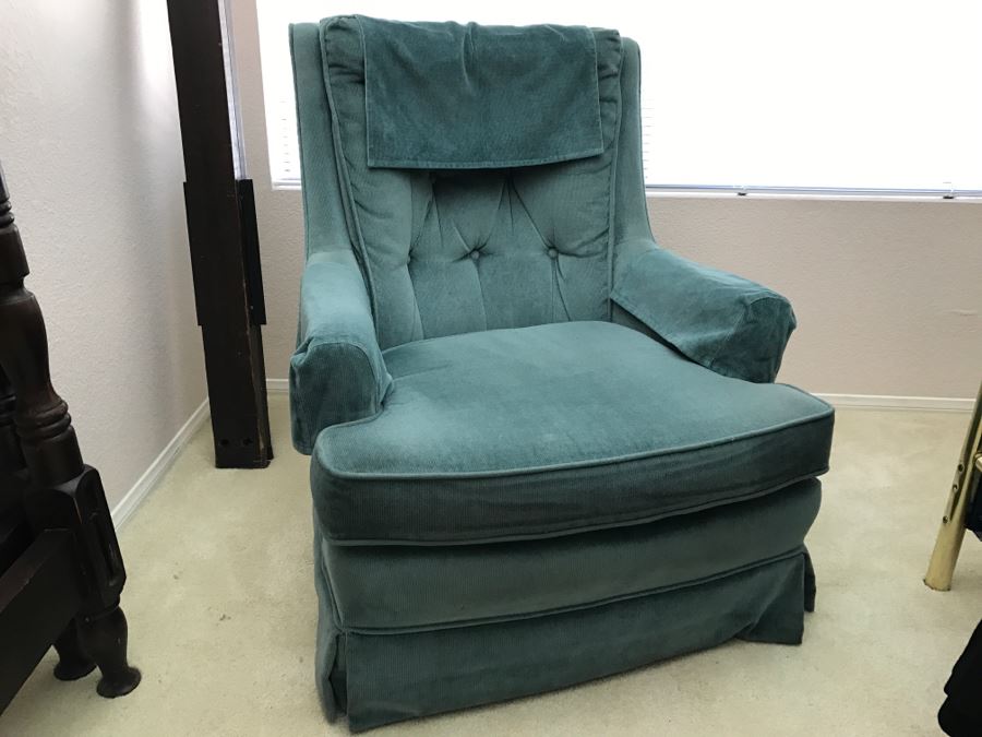 Vintage Teal Swivel Rocker Chair [Photo 1]