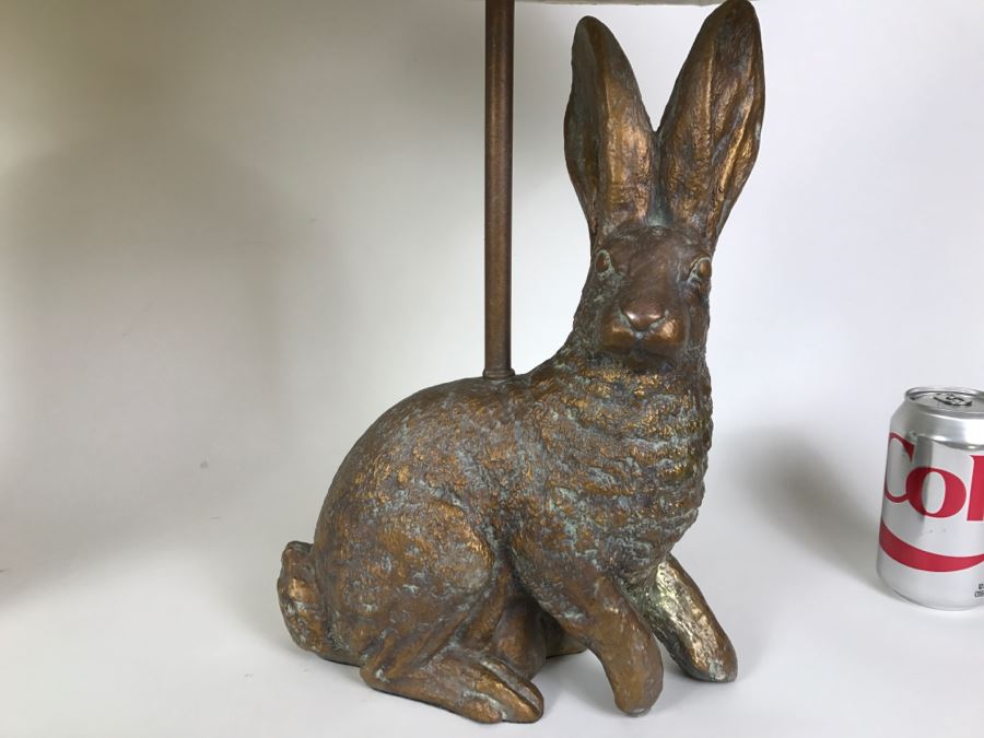 Set of 2 Lamps - Ceramic Rabbit Lamp And Pottery Style Lamp With Leaves [Photo 5]