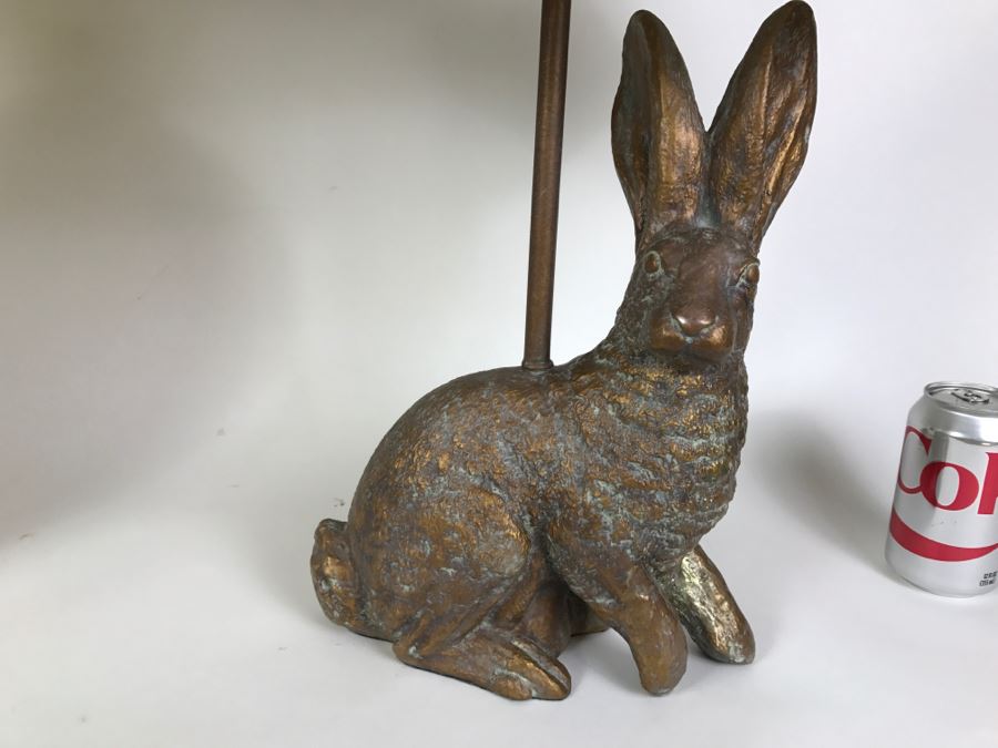 Set of 2 Lamps - Ceramic Rabbit Lamp And Pottery Style Lamp With Leaves [Photo 2]