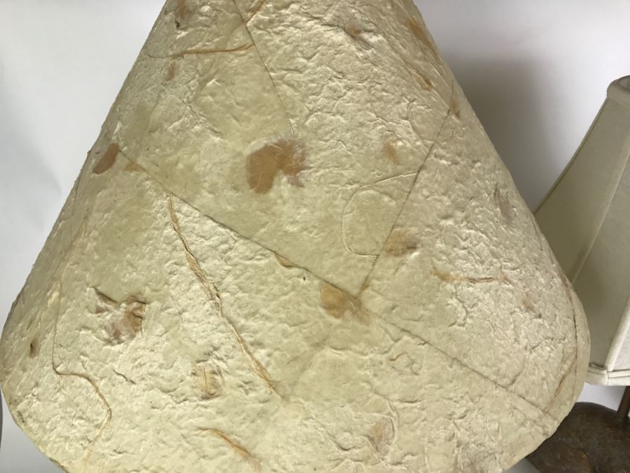 Set of 2 Lamps - Ceramic Rabbit Lamp And Pottery Style Lamp With Leaves [Photo 9]