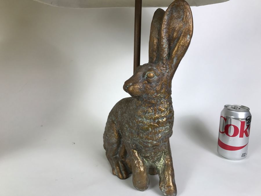 Set of 2 Lamps - Ceramic Rabbit Lamp And Pottery Style Lamp With Leaves [Photo 6]