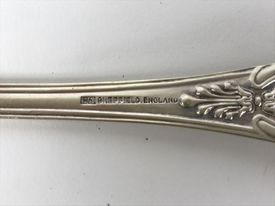 Pair Of Ornate Sheffield England Serving Spoons Plus F B Rogers Spoon [Photo 4]