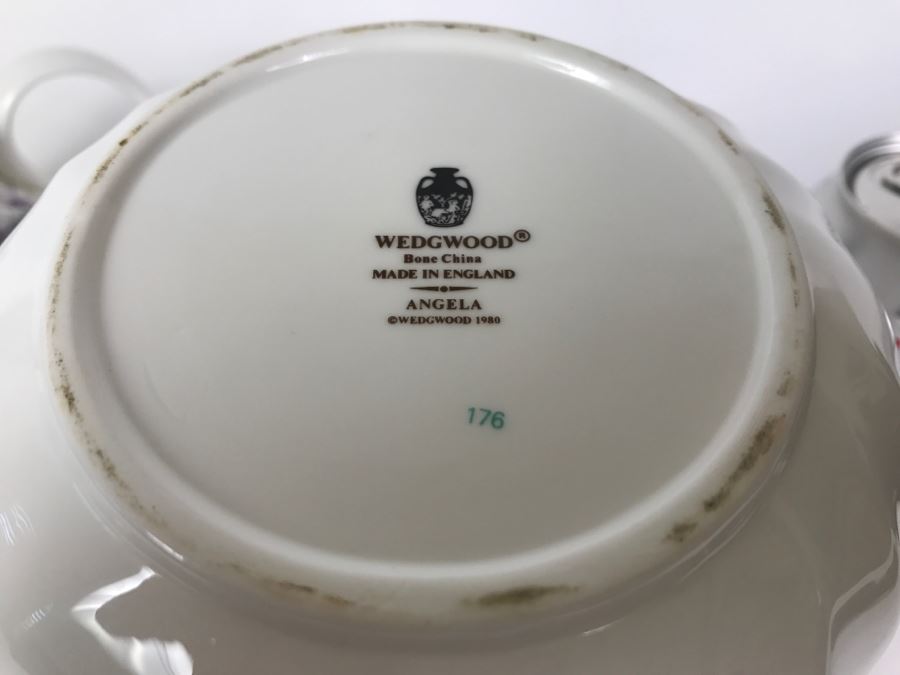Wedgwood Coffee Pot And Teapot Bone China Angela Pattern Made In England [Photo 6]