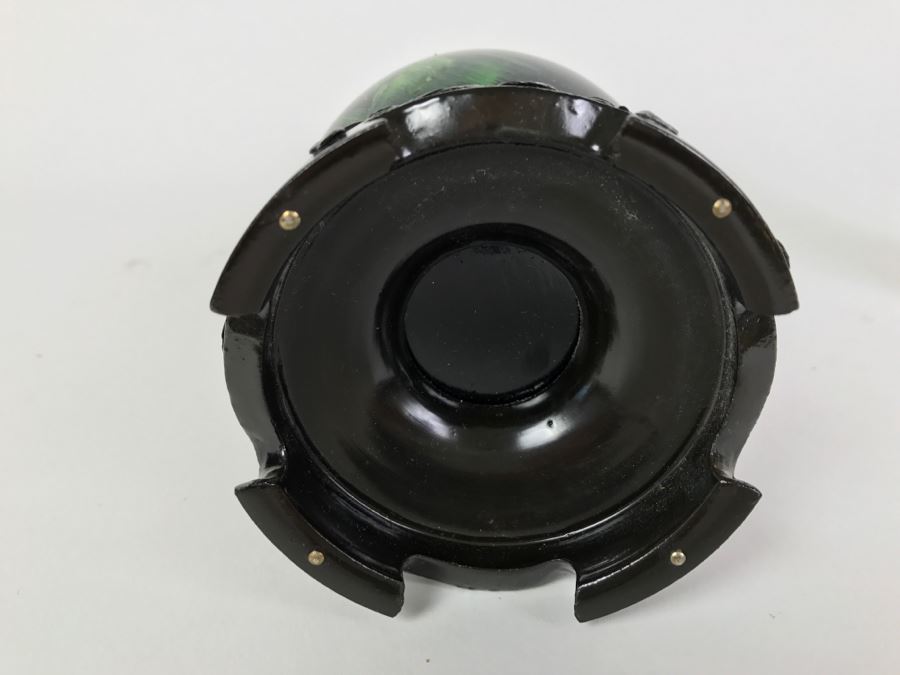 Vintage Chinese Black Lacquer Hand Painted Vase [Photo 3]