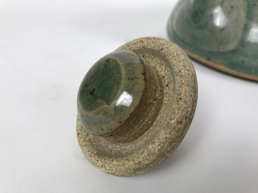 Vintage Klausner Signed Stoneware Pottery Teapot With Wooden Handle [Photo 7]